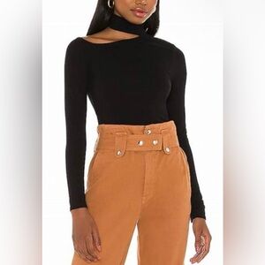 Enza Costa Mockneck Angled Long Sleeve Top in Black Size Medium (EUC)